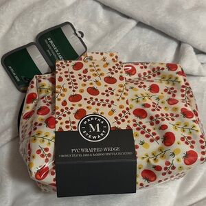 Martha Stewart PVC cosmetic bag with 2 bonus travel jars and bamboo spatula